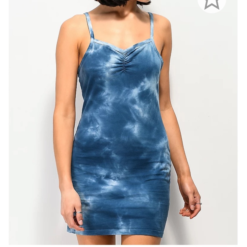 NIKKI ERIN Blue Tie Dye Tank Top Bodycon Dress SZ S